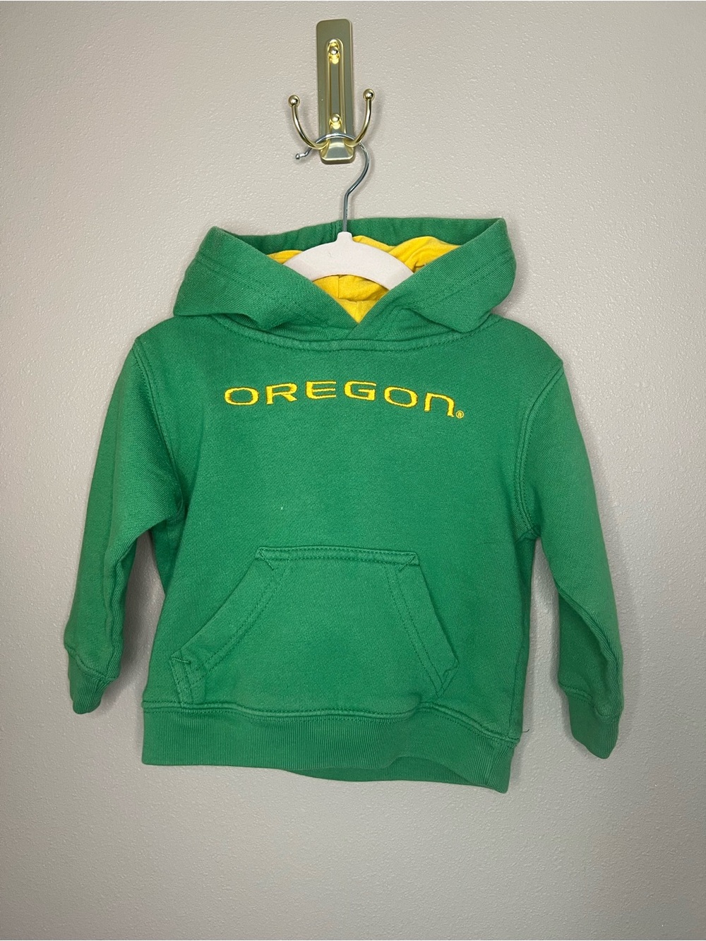 Oregon Toddler 18m Green Hooded Sweatshirt with Yellow Accent